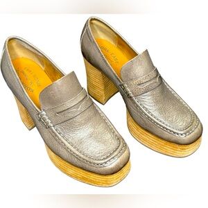 Kork-Ease Barbara Platform Penny Loafer Pump Grey Meteorite Size 8-8.5